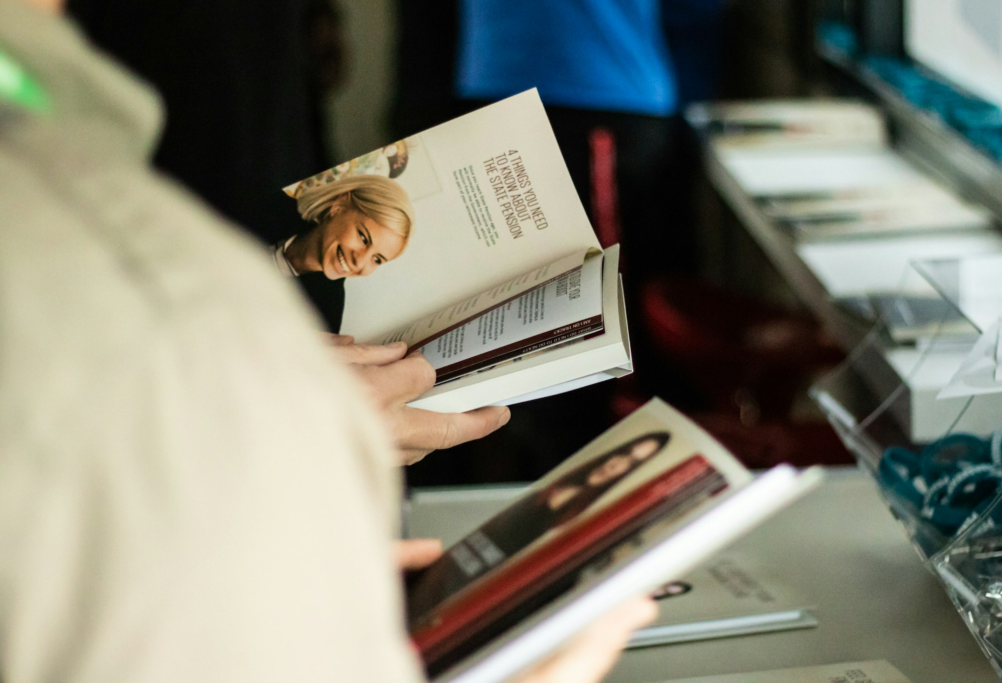 Person reading an open book