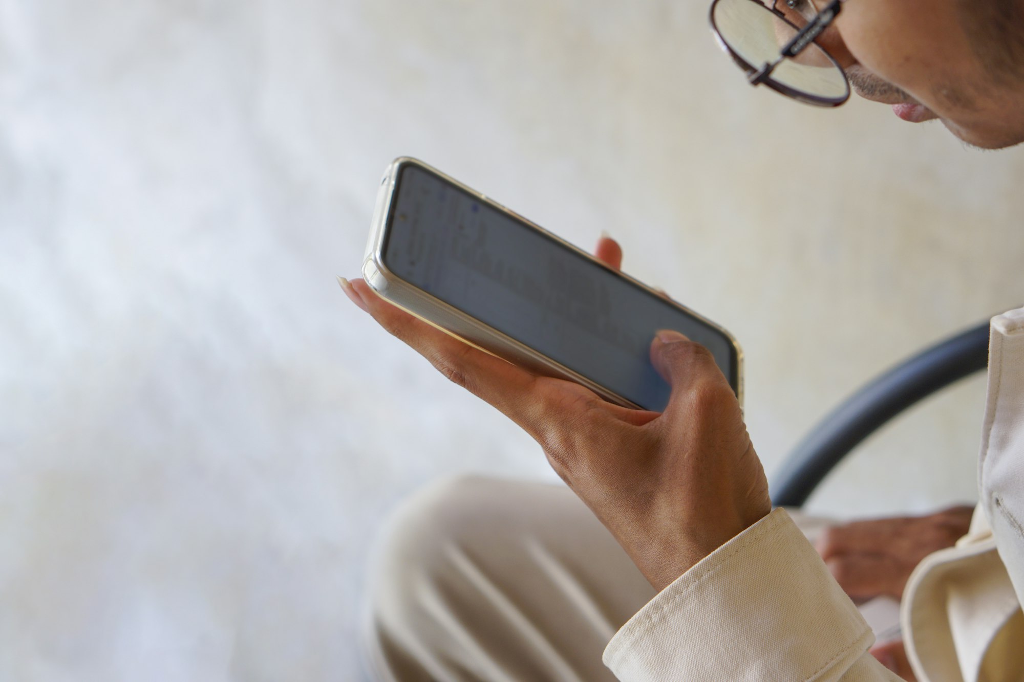 Person scrolling on a phone