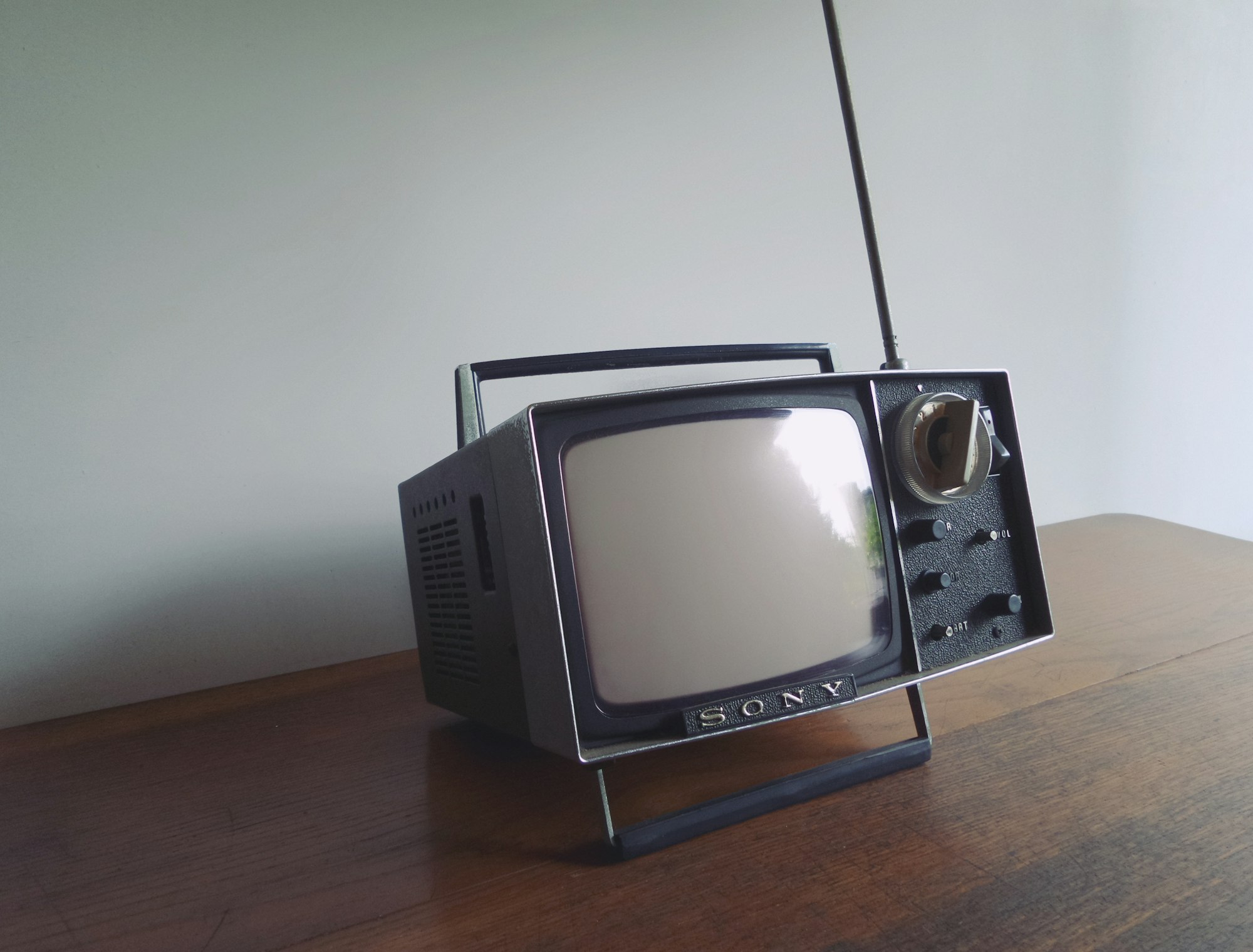 Gray and black Sony portable mini television