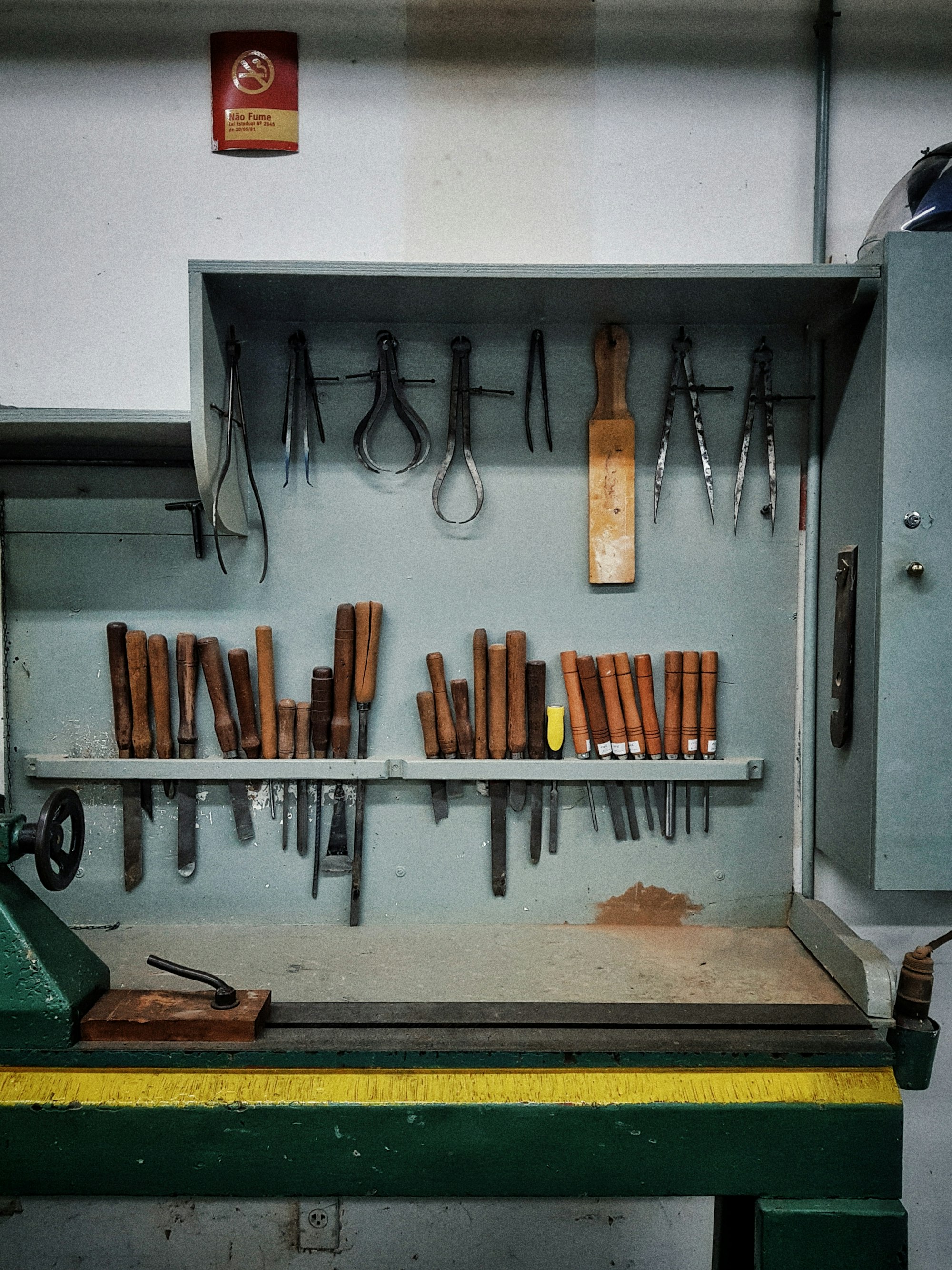Brown and silver hand tools